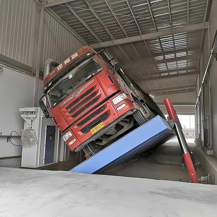 侧翻式液压翻板卸车机